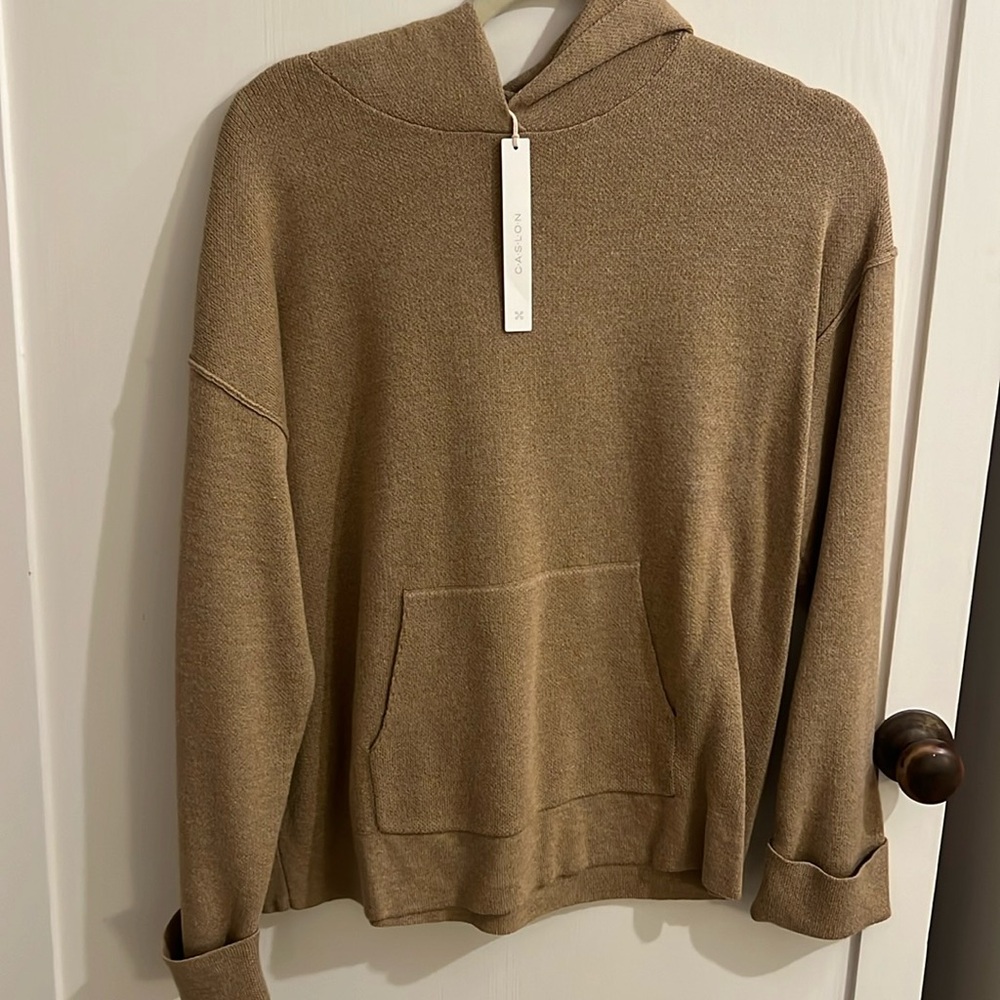 Caslon small hooded sweater with front pocket